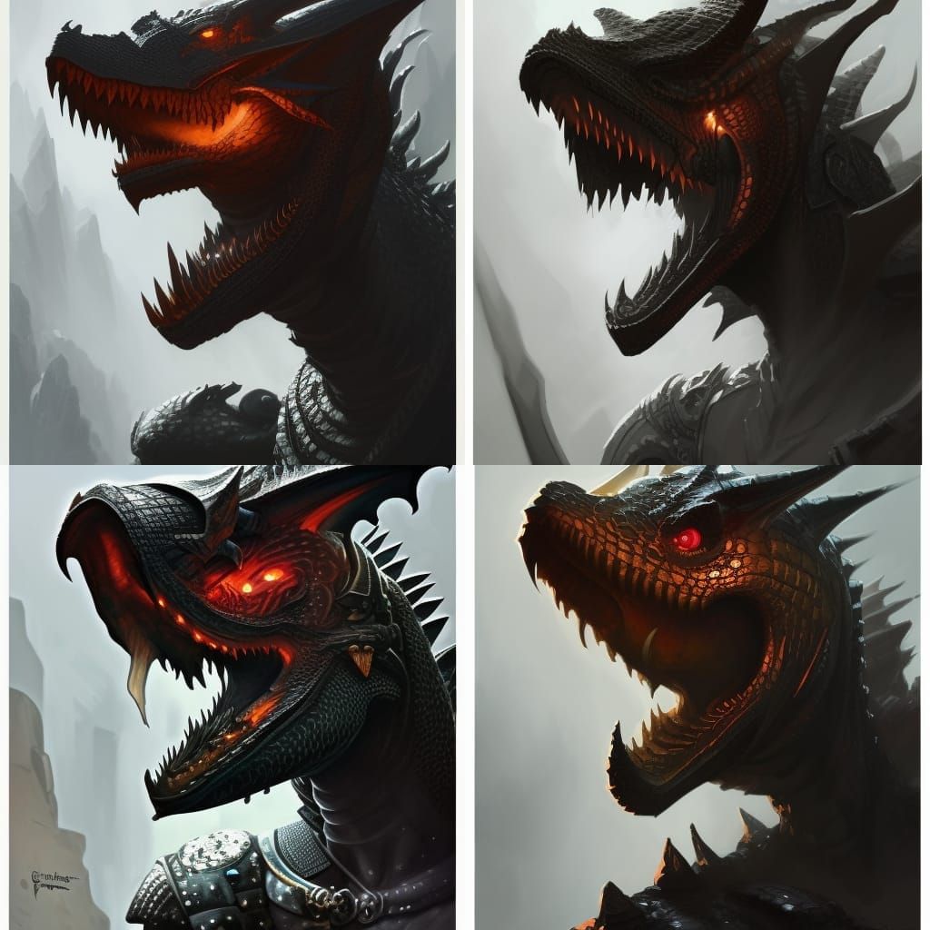 Dragonborn Black Dragon Barbarian Portrait in Artgerm Style