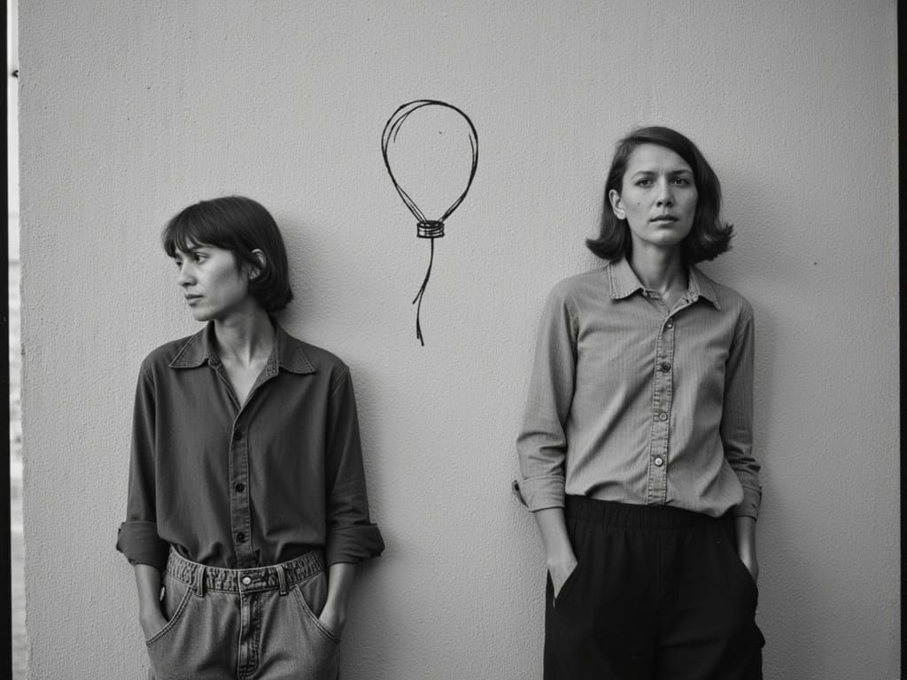 Two Strangers Stand Together in a Moment of Somber Introspec...