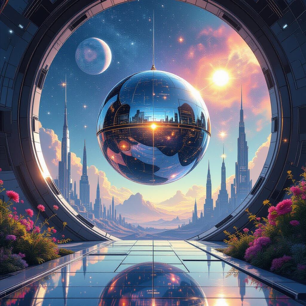 Alien Sphere Amidst Starry Expanse