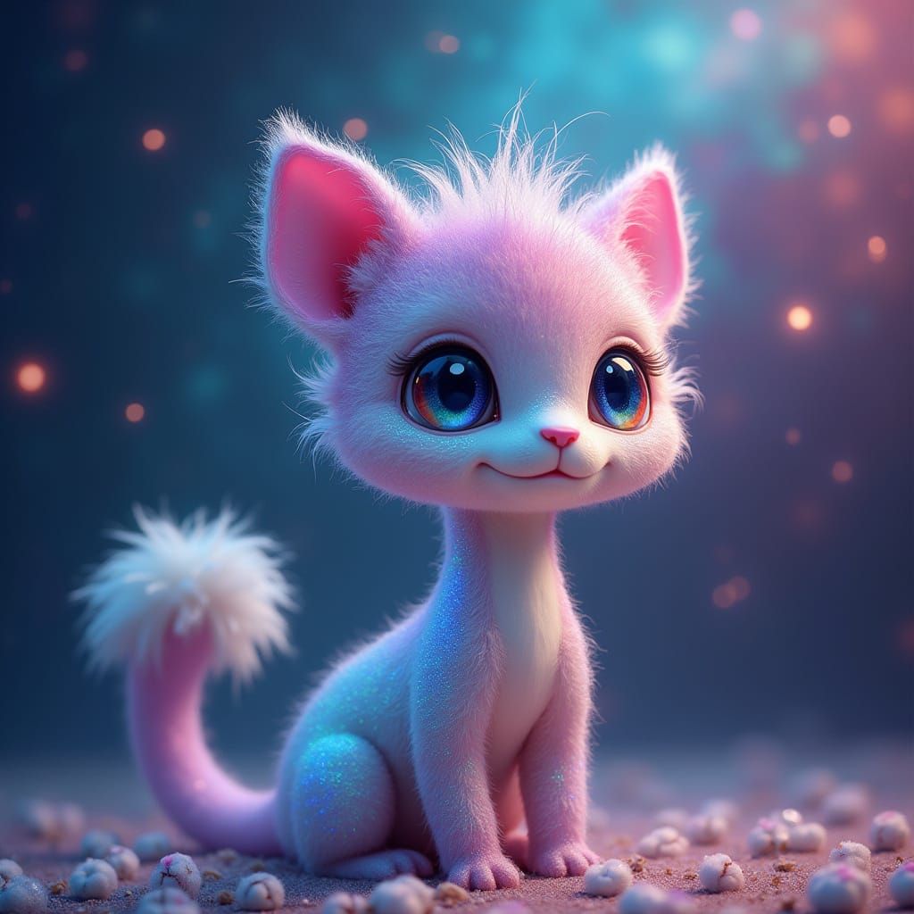 Iridescent Creature in Cosmic Dreamscape