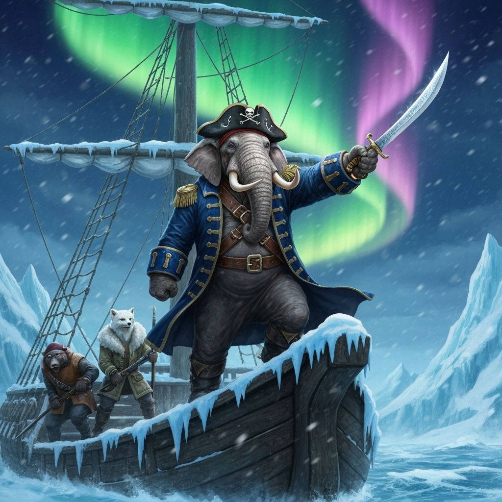 Elephant Pirate Captain Commands Frozen Ship in Heroic Fanta...