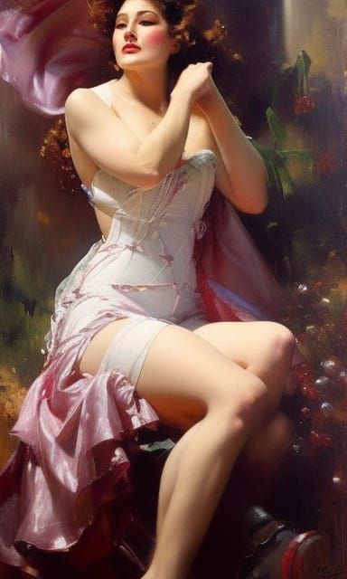 Steampunk Sci-Fi Pin-Up: Detailed Oil Painting