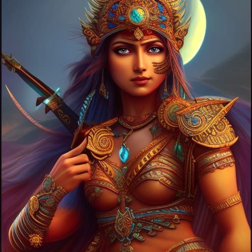 South Asian Warrior Princess: Detailed Matte Painting