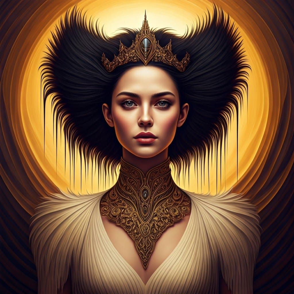 Surreal Princess with Golden Light in Watercolor Style