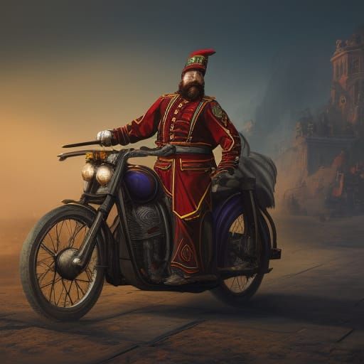 Cossacks on Motorcycles: Detailed Fantasy Concept Art