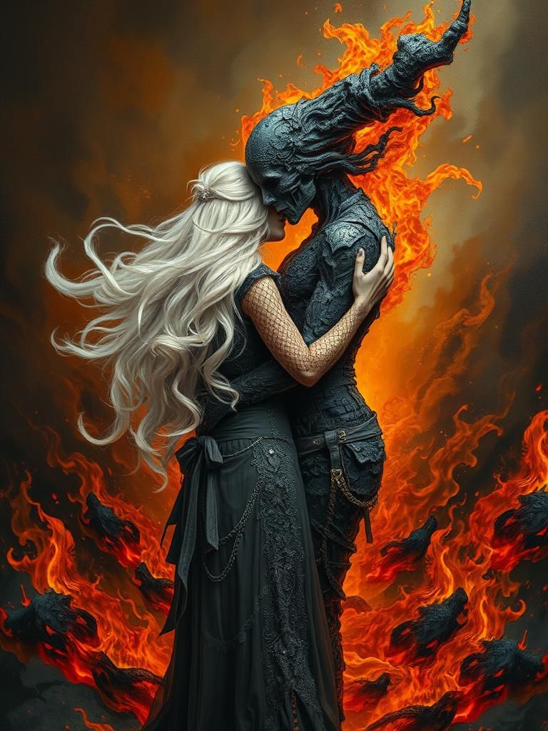 Elegance and Decay: Steampunk Woman's Embrace