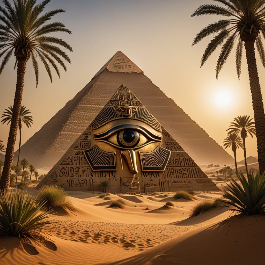 Golden Eye of Ra in Ancient Egyptian Landscape
