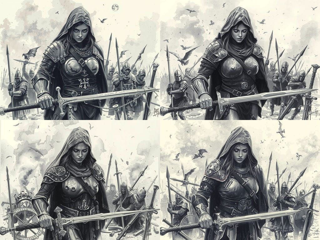 Warrior's Last Stand in Charcoal