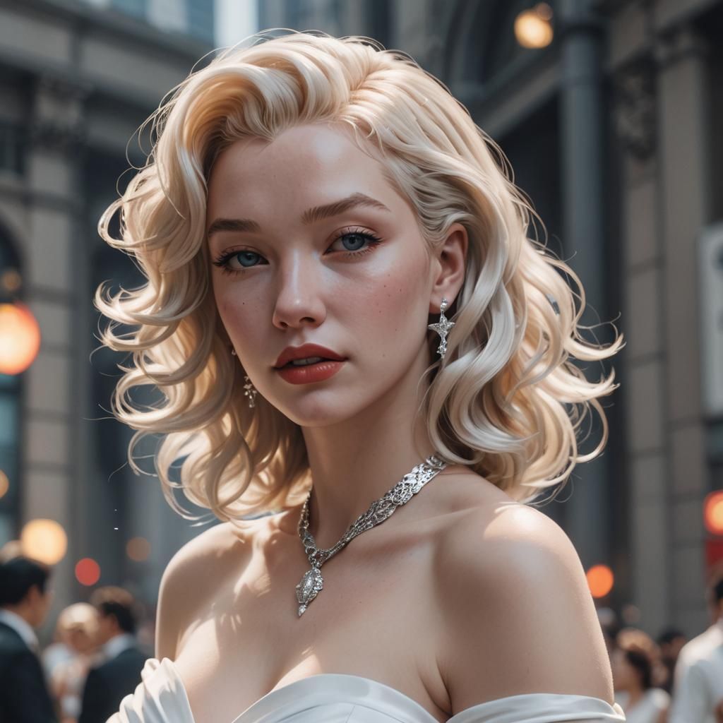 Anime Girl in White Dress: 3D Art