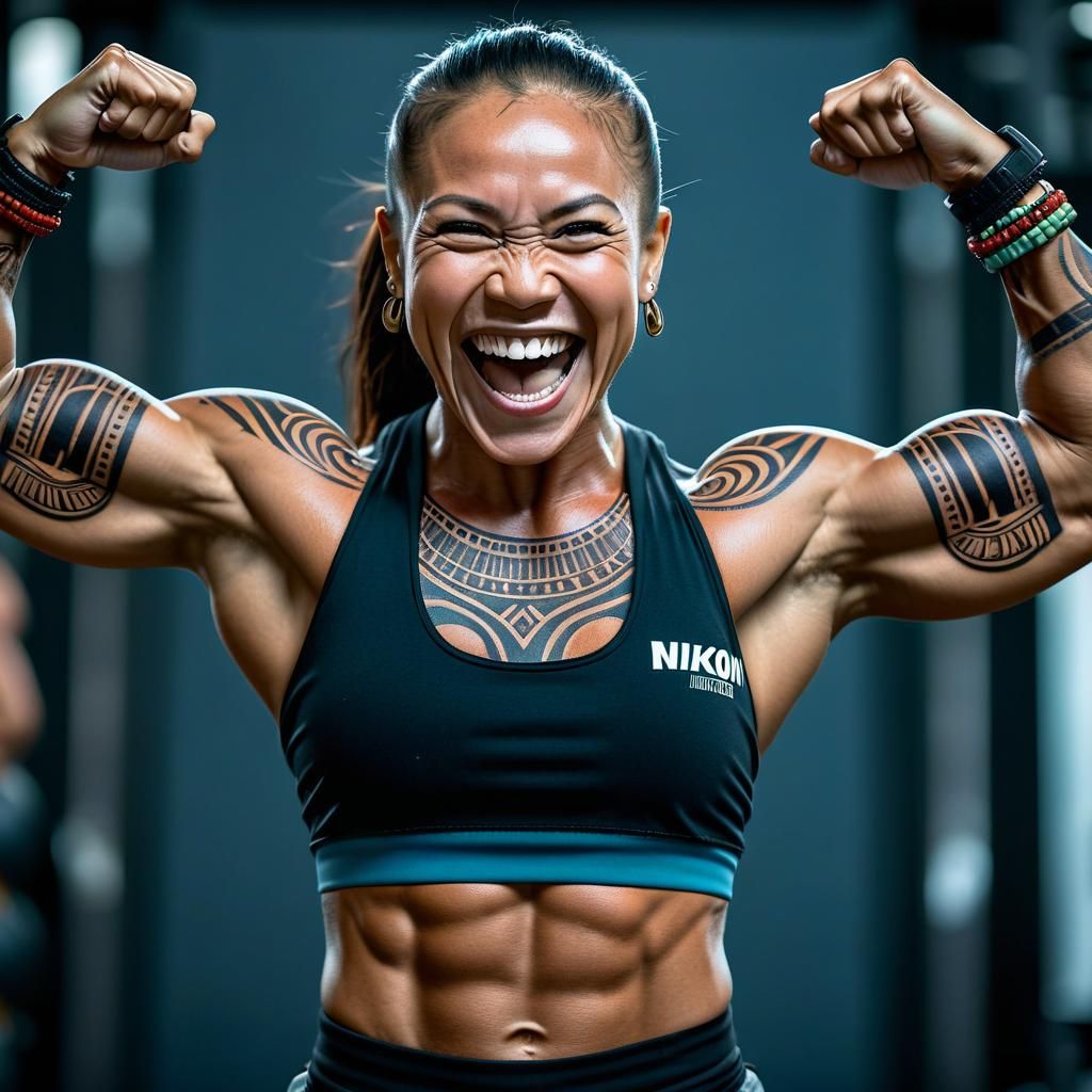 Fitness Woman with Tribal Tattoos, Nikon Photography