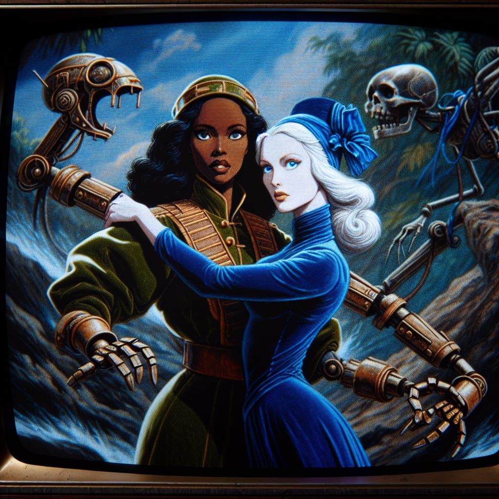 Animated Jungle: Explorer and Ballerina Embrace