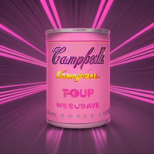 Campbell's Soup Pop Art in Synthwave Neon Style