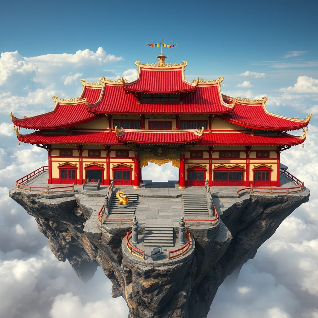 Japanese Temple on Rocky Cloud Platform