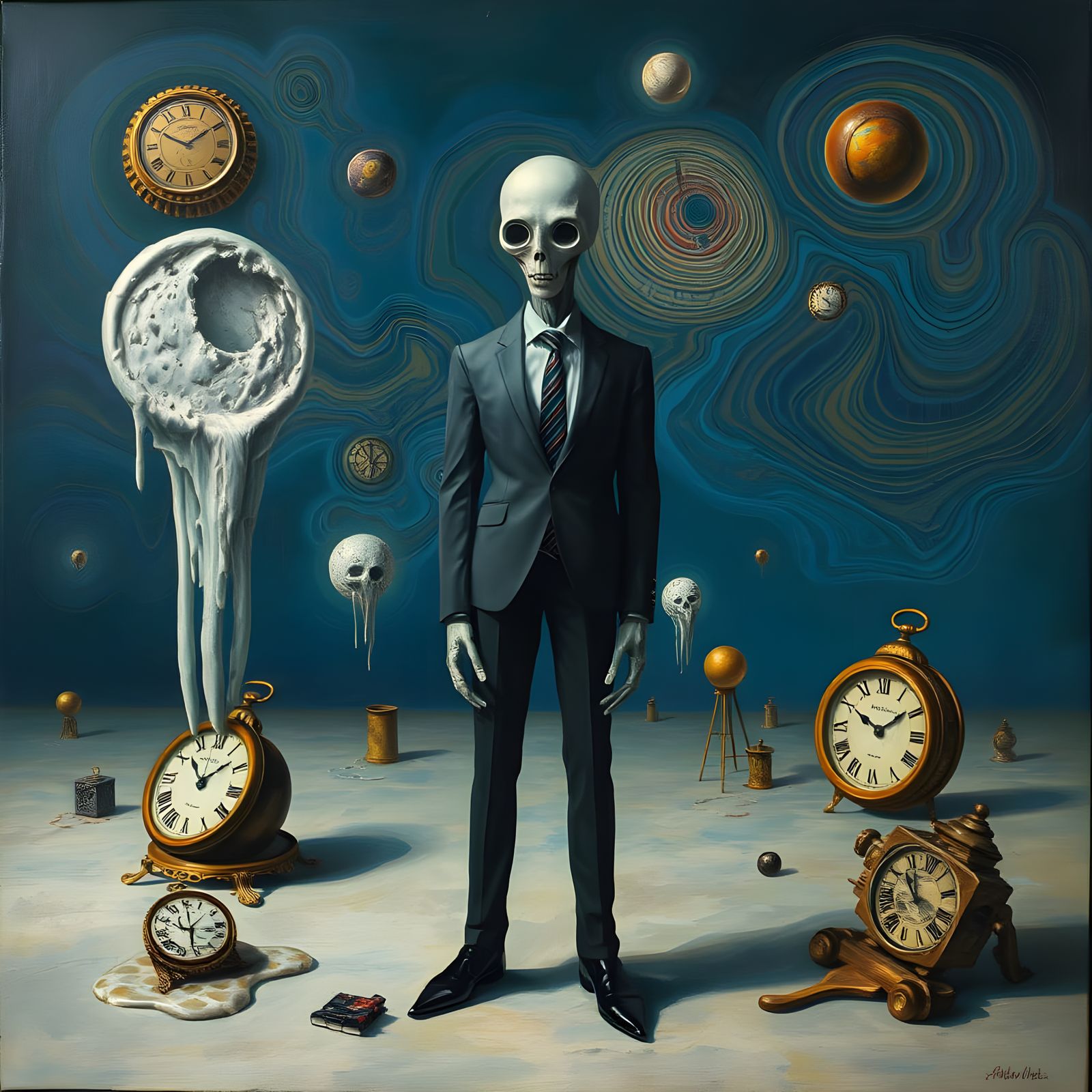 Surrealist AI Kin, a Melting Oil Painting