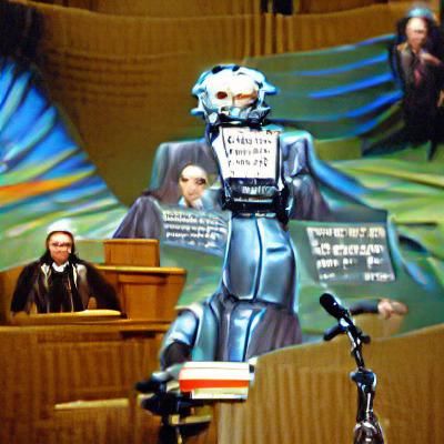 Robot Preaching Asimov's Laws of Robotics