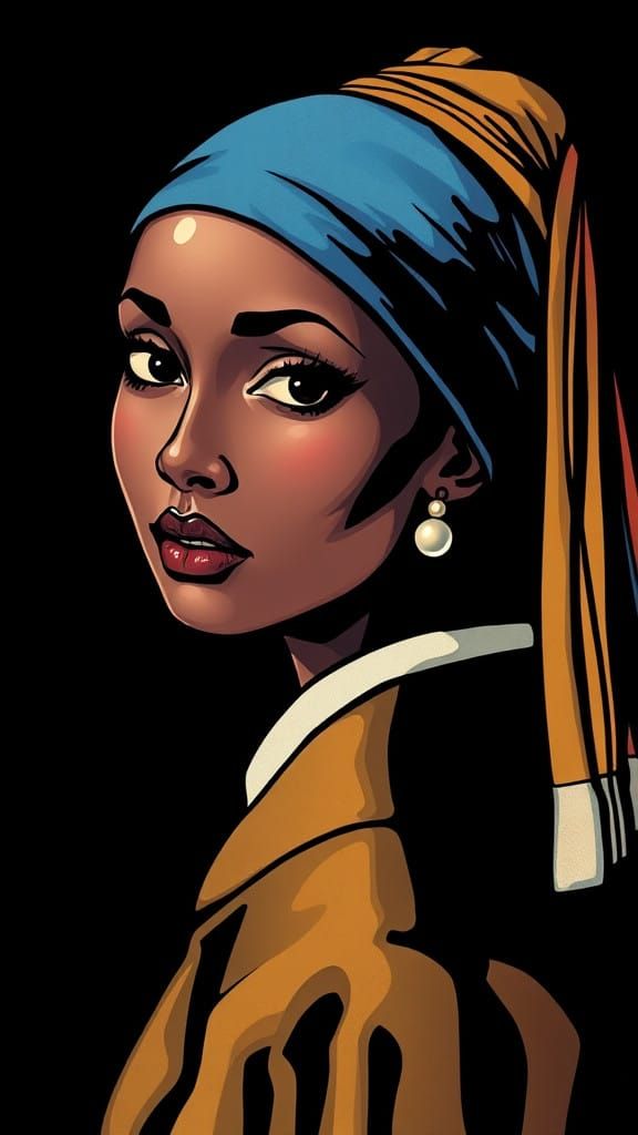 Girl in a Dark Underground Comix Style with a Pearl Earring