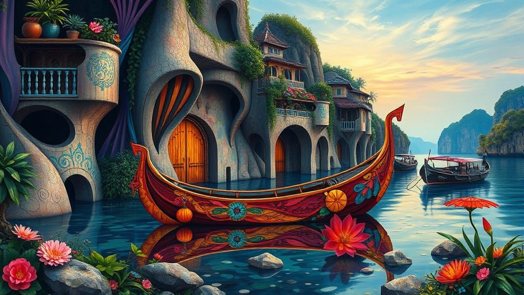 Elf boat in Gaudi lagoon