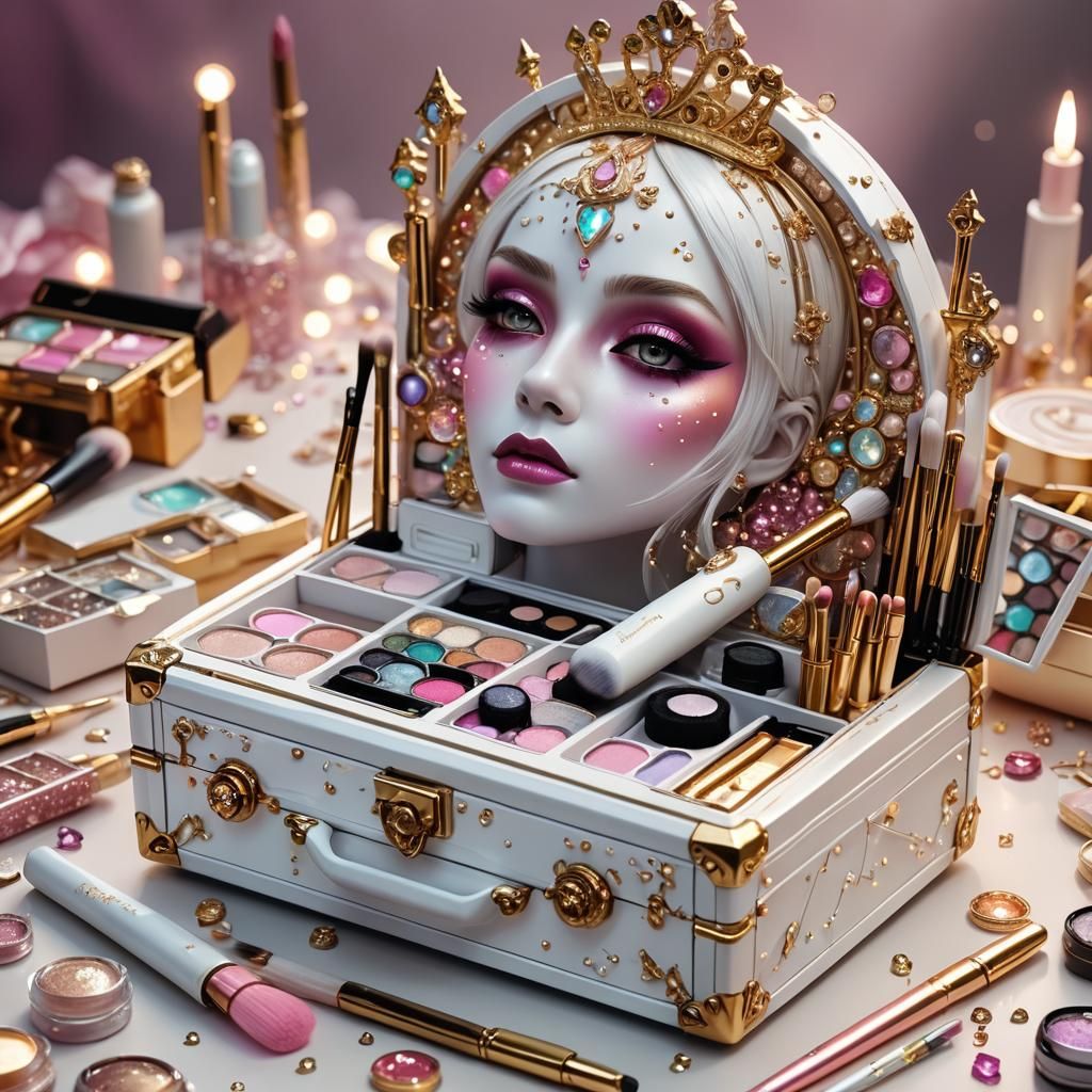 Iridescent Princess Makeup Box in Photorealistic Style