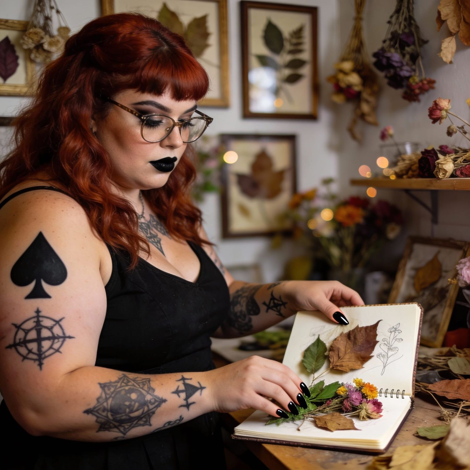 Curvy Woman Working as Plant Collector in Workshop