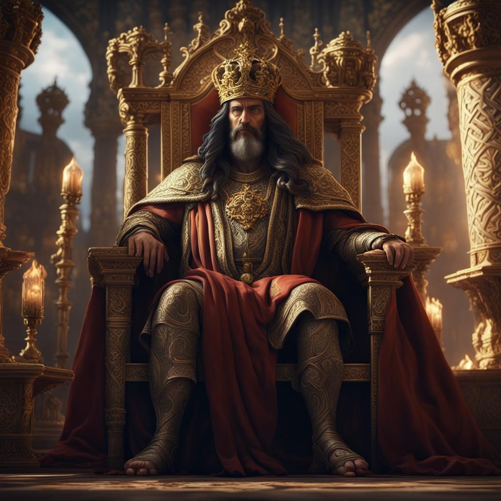 King Solomon Photorealistic Portrait with Jewish Symbol