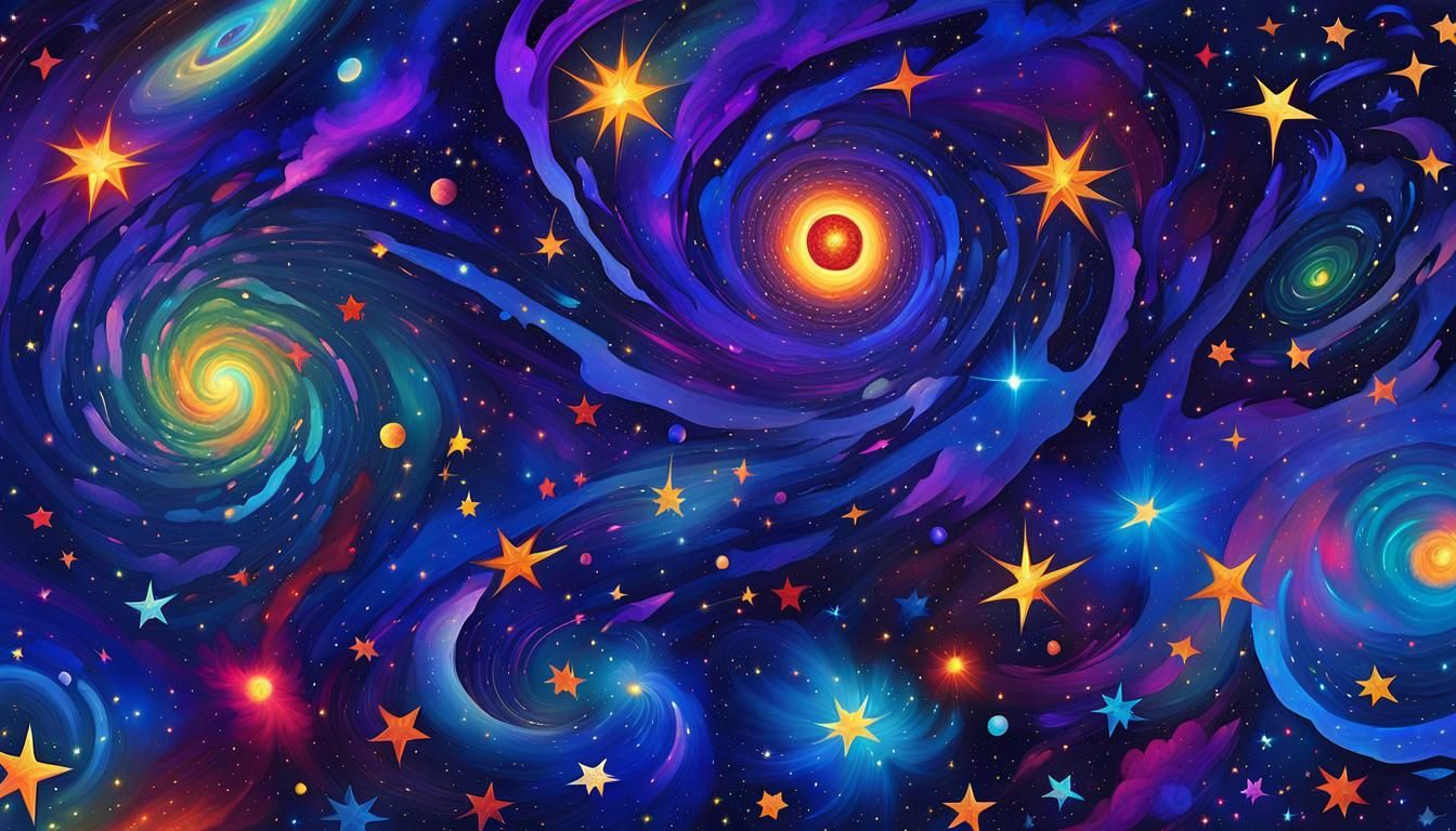 Cosmic Star Cluster in Deep Space: Digital Illustration