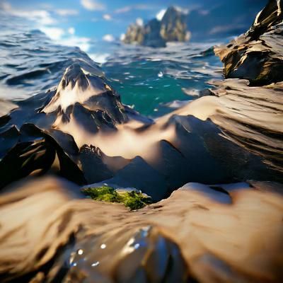 Scenic Sea Among Mountains in Unreal Engine