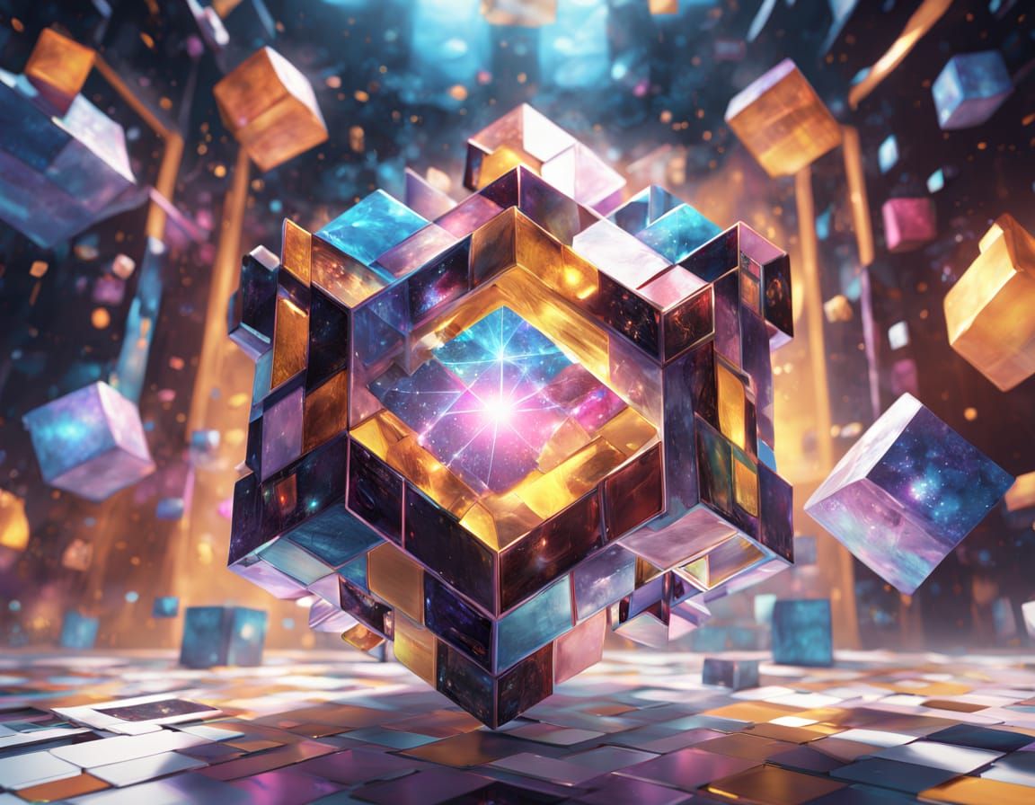 Vibrant 3D Squares in Hyper-Realistic Digital Art