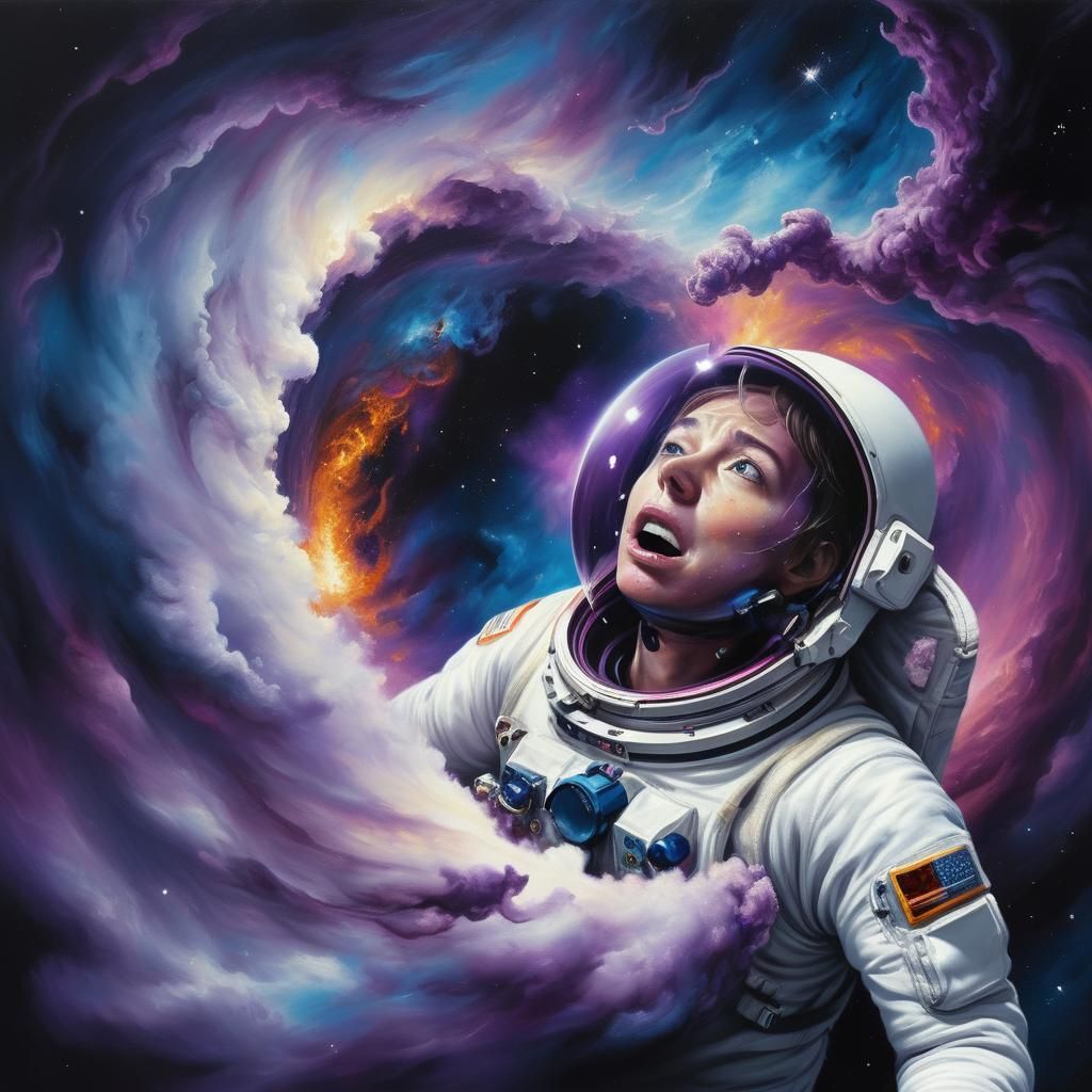 Astronaut's Descent into a Black Hole: Photorealistic Painti...