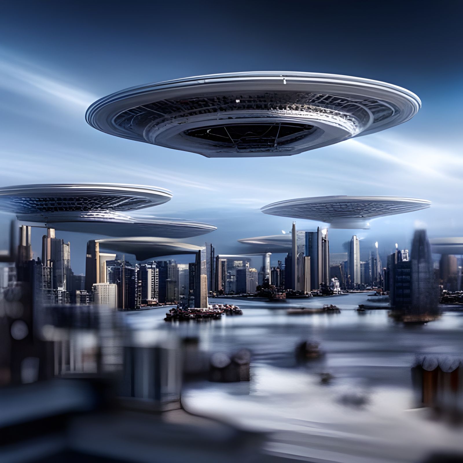 Futuristic Intergalactic Spaceport in Photorealistic Style