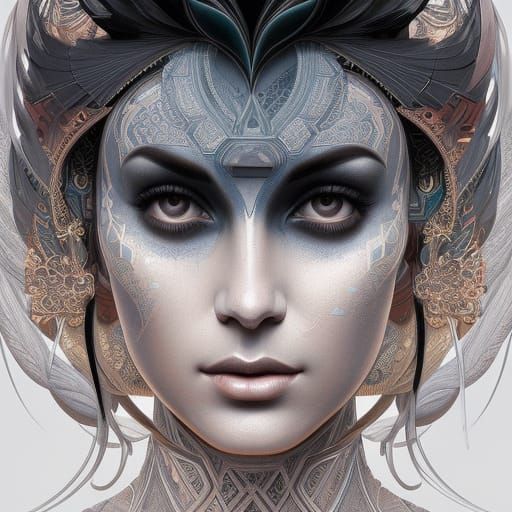 Escher-Style Cyberpunk Portrait with Dynamic Lighting