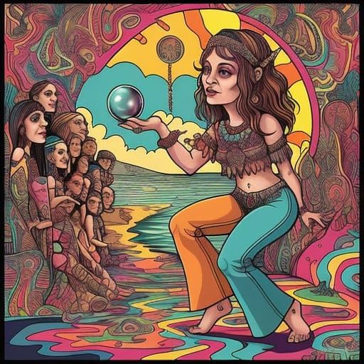 Psychedelic Groove Art: Groovy Dayglo Colors, Paisley Patter...