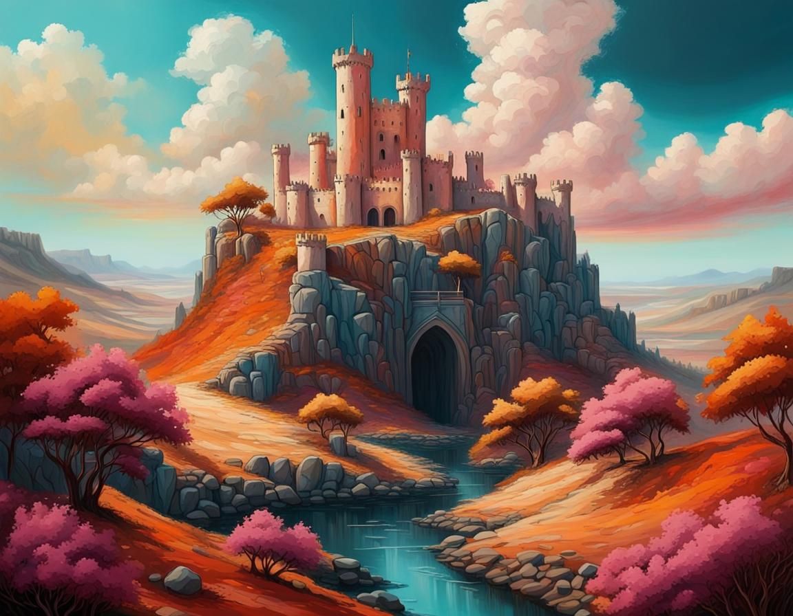 Cotton Candy Castle in Fantasy Landscape