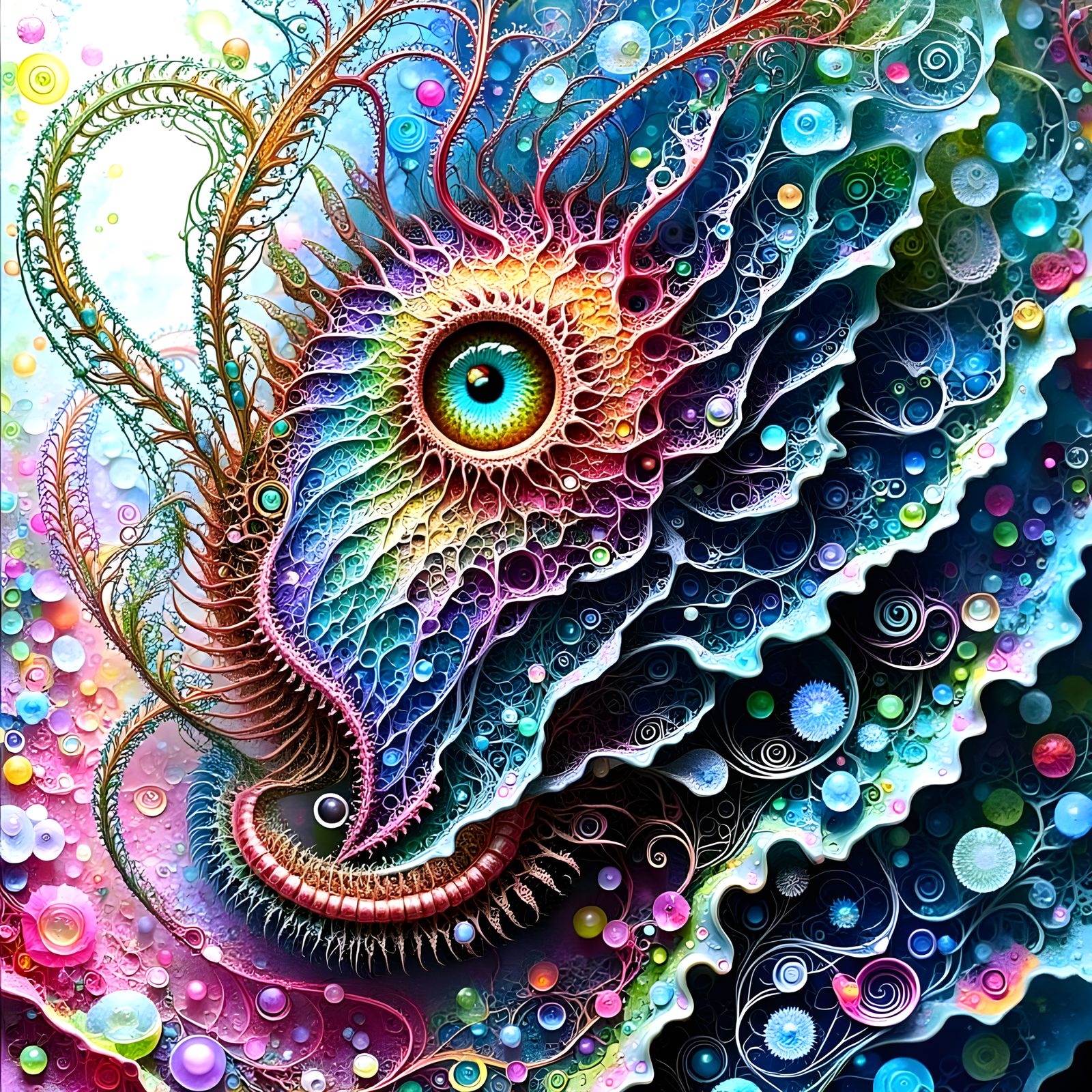 Cosmic Beast Breathing with Spectral Rainbow Colors