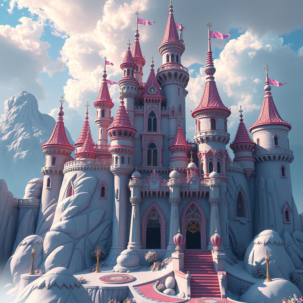 Fantastical Candy Floss Castle Matte Painting