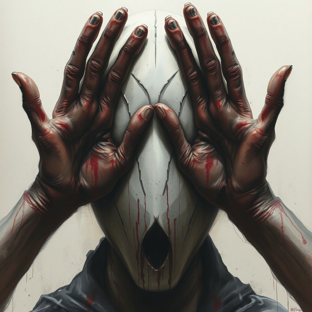 Sinister Face of Hands: A Gothic Horror Portrait