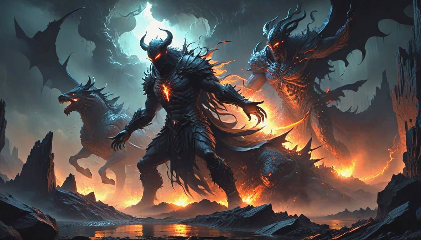 Celestial Beings vs Demons in Dark Fantasy Battle