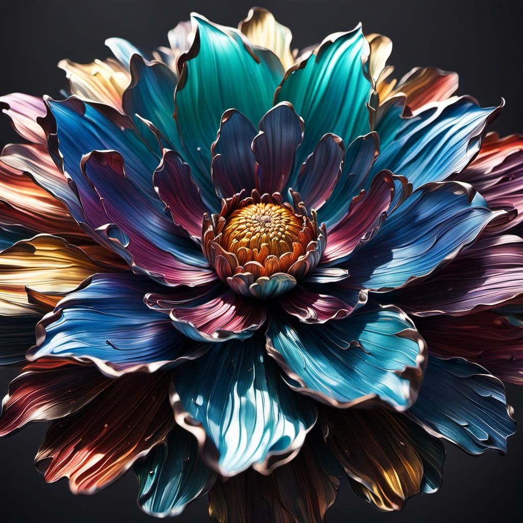 Hyperrealistic Metal Flower Concept Art