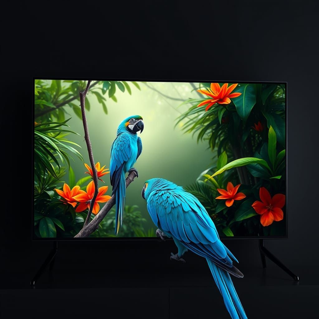 Vibrant Parrot Blurs Reality and Fantasy on a Modern Screen