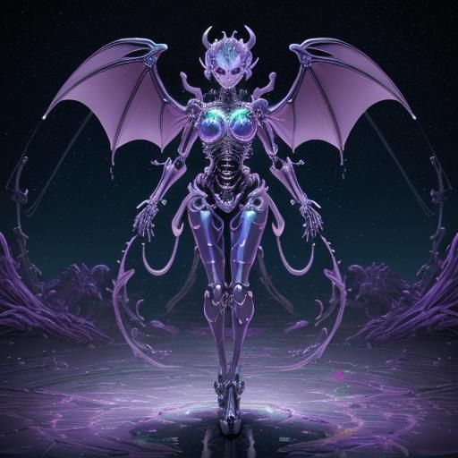 Robotic Dragon Girl with Rainbow Slime Body