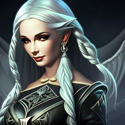 Dark Elf Pianist in Detailed Fantasy Art Style