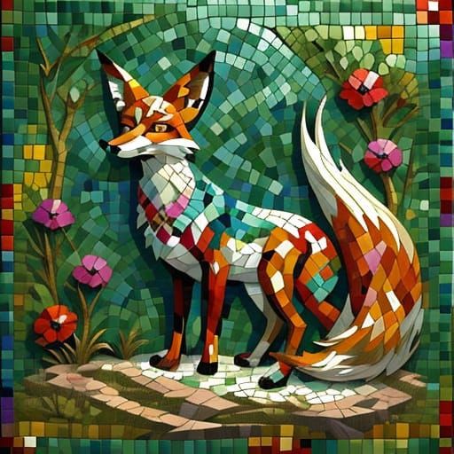 Fox in the style of Isaiah Zagar.