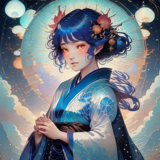 Mystical Sorceress in Swirling Purple Mist