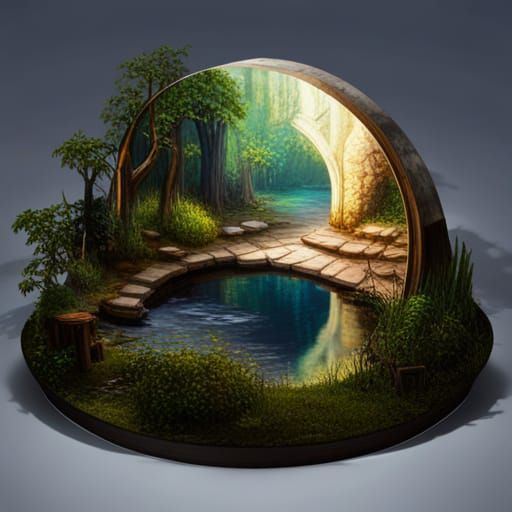 Celestial Forest Reflected in Magical Mirror