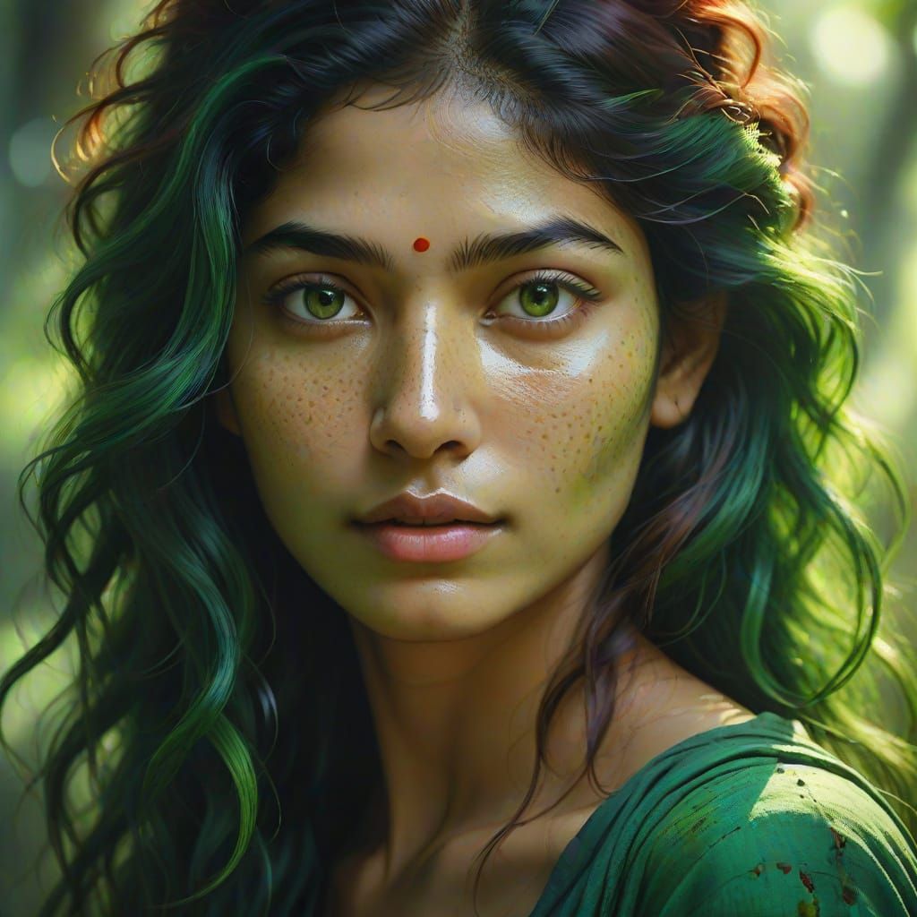 Vibrant Portrait of a Freckled Beauty in Ethereal Light