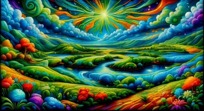 Abstract Mosaic with Chalk and Blacklight Effects