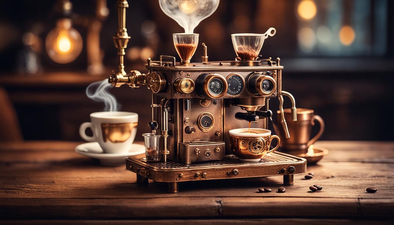 Steampunk Coffee Cup Still Life in Miniature Photography