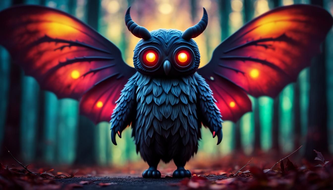 Cute Spooky Mothman in Sinister Colors