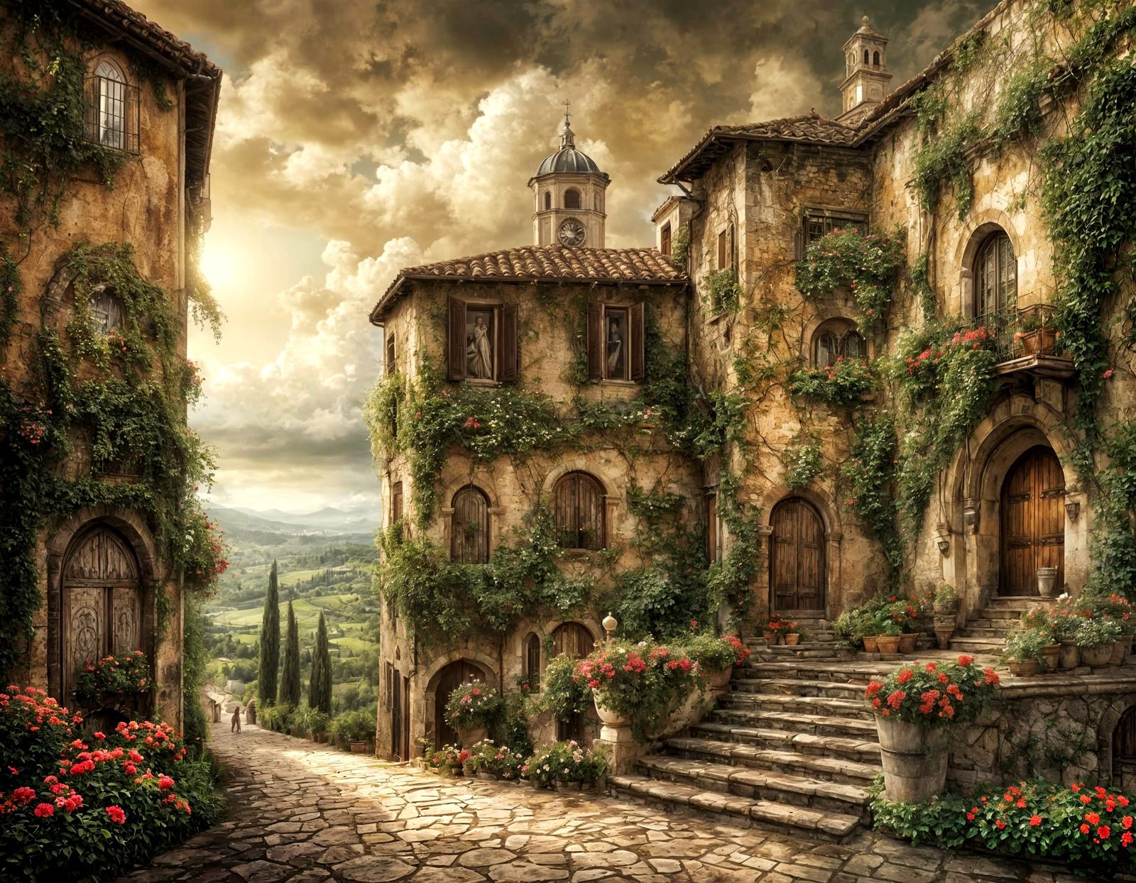 Tuscany Alley Scene in Luis Royo Style