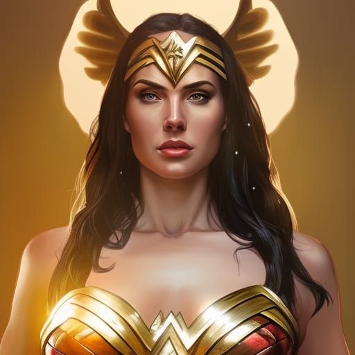 Wonder Woman Portrait in Triadic Colors