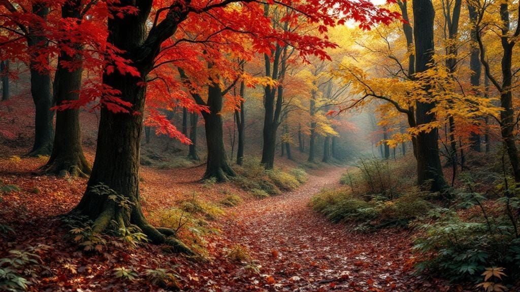 Vibrant Autumn Forest in Hyperrealistic HDR